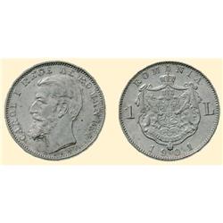 ROMANIA COINS 1 LEU 1901, silver (5.02 g), Hamburg. CAROL I R