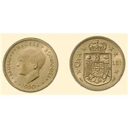 ROMANIA COINS 5 LEI 1930, copper-zinc-nickel (3.50 g), Paris