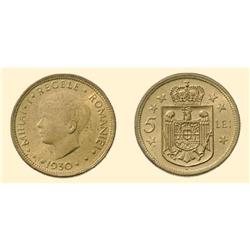 ROMANIA COINS 5 LEI 1930, copper-zinc-nickel (3.50 g), Heaton