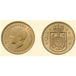 ROMANIA COINS 5 LEI 1930, copper-zinc-nickel (3.50 g), King`s