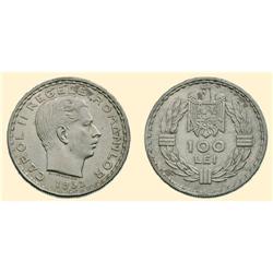 ROMANIA COINS 100 LEI 1932, silver (14.00 g), Heaton. CAROL I
