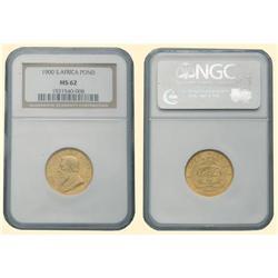 SOUTH AFRICA COINS Pound 1900. Bust of Krueger left / Arms. F