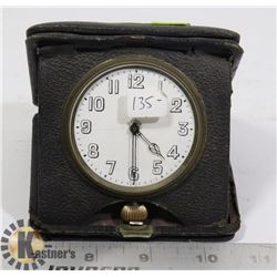 ANTIQUE FOLDING BLACK TRAVEL CLOCK