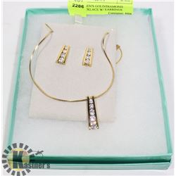 NEW WOMEN'S GOLD/DIAMOND LOOK NECKLACE W/ EARRINGS