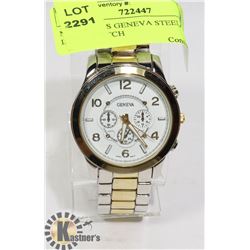NEW MEN'S GENEVA STEEL/GOLD LOOK WATCH