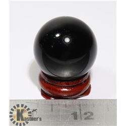 #78-BLACK OBSIDIAN SPHERE BALL + STAND 30mm