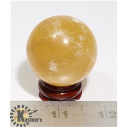 #74-CALCITE SPHERE BALL + STAND 39.1mm