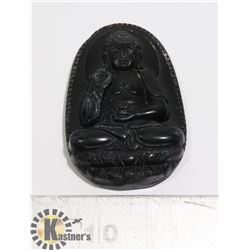 #201-BLACK OBSIDIAN BUDDHIST PENDANT
