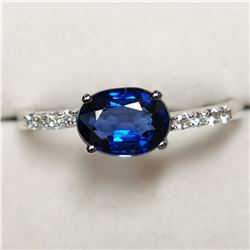 RHODIUM PLATED ST.SILVER TANZANITE(1CT) RING