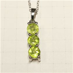 RHODIUM PLATED ST.SILVER PERIDOT(3CT)
