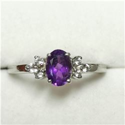 SILVER AMETHYST  RING (~WEIGHT 2.1G)