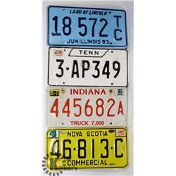 LOT OF 4 COLLECTIBLE LICENSE PLATES