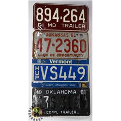 LOT OF 4 COLLECTIBLE LICENSE PLATES