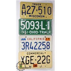 LOT OF 4 COLLECTIBLE LICENSE PLATES