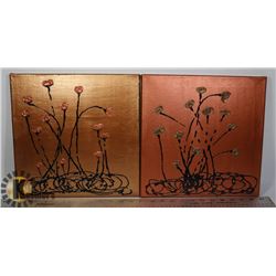 2 UNSIGNED ORIGINAL METALLIC PAINT ON CANVAS