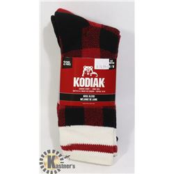 2PK OF KODIAK WOOL BLEND SOCKS; SIZE M/M