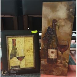 SET OF 2 WINE PICTURES - 1 WOOD FRAMED
