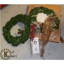CHRISTMAS WREATH AND OTHER DECORATIONS