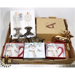 FLAT OF CHRISTMAS DECORATIONS INCLUDING AVON