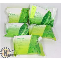 5 NEW PACKS OF ALOE FACIAL WIPES