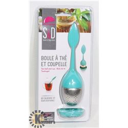 NEW TEA BALL WITH SAUCER FOR STEEPING LOOSE TEA
