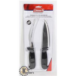 NEW COLEMAN STAINLESS TEEL FORK AND KNIFE