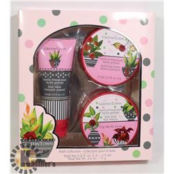 NEW 3PC VANILLA POMEGRANATE BATH COLLECTION