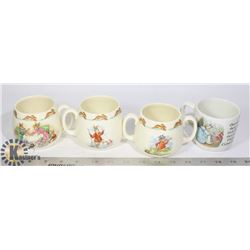 3 BUNNY KIN CUPS BY ROYAL DOULTON & 1 PETER RABBIT