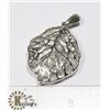 Image 1 : LARGE LEAF PENDANT WITH STONES