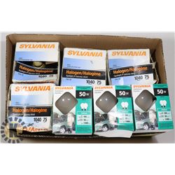 4 SYLVANNIA SPOTLIGHTS & 7 BOXES OF LIGHT BULBS