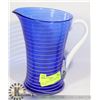 Image 1 : LARGE COBALT BLUE ART GLASS PITCHER
