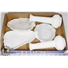 Image 1 : FLAT OF MILK GLASS ,VARIOUS CANDY DISHES AND VASES