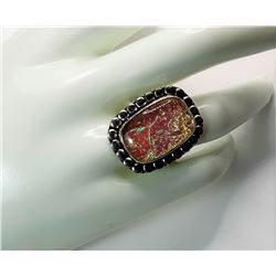 28)  RECTANGULAR CUT PINK FIFE OPAL