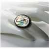 Image 1 : 3)  ABALONE RING, STAMPED 925,  SIZE 7.
