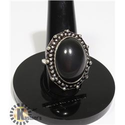 #90-BLACK OBSIDIAN RING SIZE 7.5