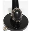 Image 1 : #90-BLACK OBSIDIAN RING SIZE 7.5