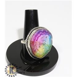 #86-RAINBOW SOLAR QUARTZ RING SIZE 9