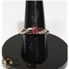 Image 1 : #193-RED RUBY + CZ RING SIZE 7.5