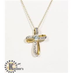 #118-BLUE TOPAZ & CZ NECKLACE & PENDANT