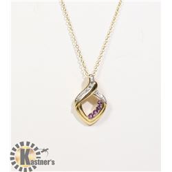 #127-AMETHYST & CZ PENDANT & NECKLACE
