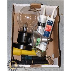 BOX OF LAMP AND MISC