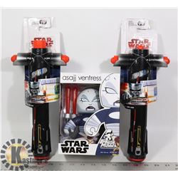 2 x STARWARS KYLO REN LIGHT SABRE TOY AS IS