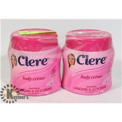 TWO TUBS OF CLERE BODY CREAM
