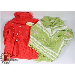 TWO GIRLS SWEATER PONCHOS SIZE MEDIUM