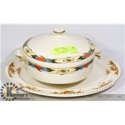 VINTAGE JOHNSON BROS PLATTER W/ GOLD-TRIMMED