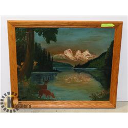 VINTAGE ORIGINAL PAINTING BY E. RUSSELL 27" X 23"