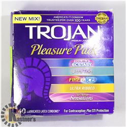 TROJAN 40 LUBRICATED LATEX CONDOMS PLEASURE PACK