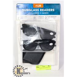 2 PACK SUNGLASS READERS WITH CASE +1.25
