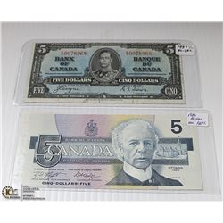 1937 AND 1986 FIVE DOLLAR BILLS