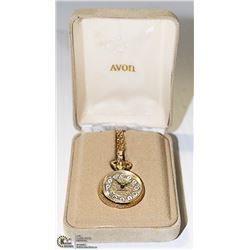 1981 AVON 17 JEWEL POCKET WATCH WITH CHAIN